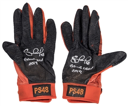 2014 Pablo Sandoval Game Used, Signed & Inscribed Under Armour Batting Gloves (MLB Authenticated & PSA/DNA)